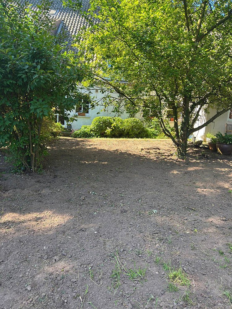 Freigeräumter Garten nach der Arbeit mit dem Minibagger